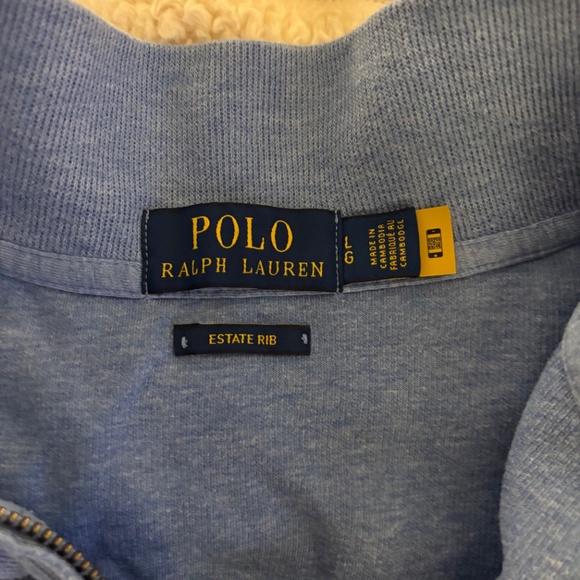 Men’s Ralph Lauren Estate Rib Quarter-Zip Mockneck Pullover L Soft Royal Heather - Picture 5 of 8